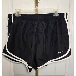 Nike Womens 1X Black White Running Shorts Built In Brief